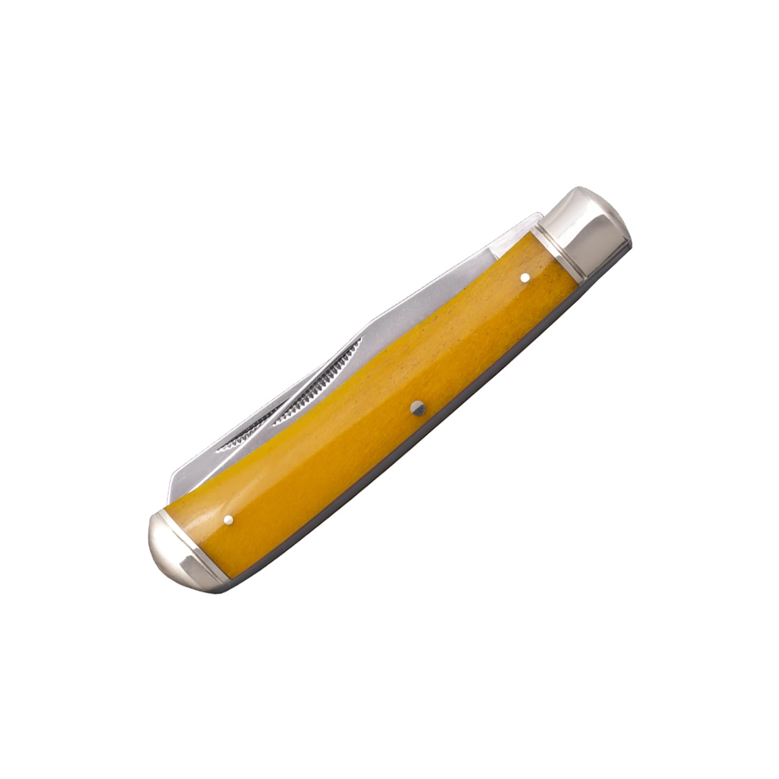 Cold Steel Trapper Folding Knife Versatile Practical Durable Reliable Compact Pocket - 2 Blades; Yellow Bone Handle; Slip Joint Lock