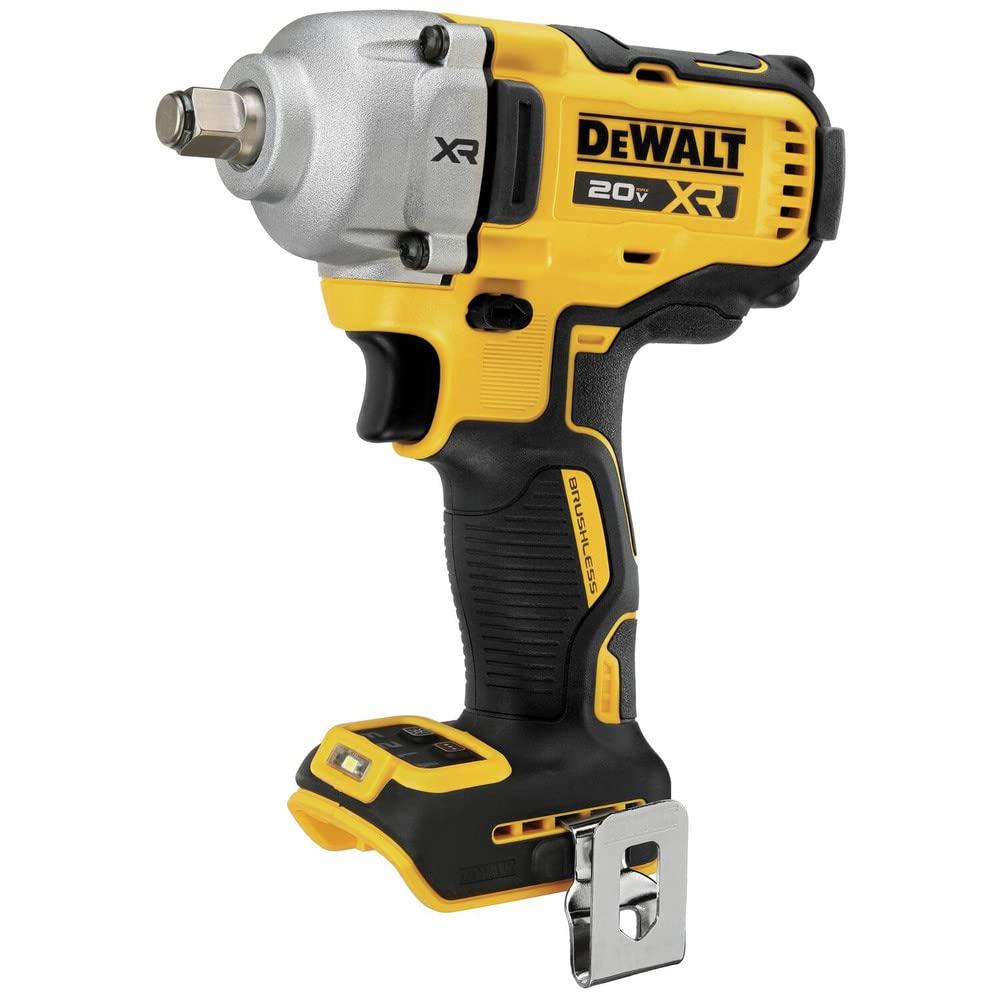DEWALT 20V MAX Cordless Impact Wrench, Hog Ring 1/2', Includes LED Work Light and Belt Clip, Bare Tool Only (DCF891B)