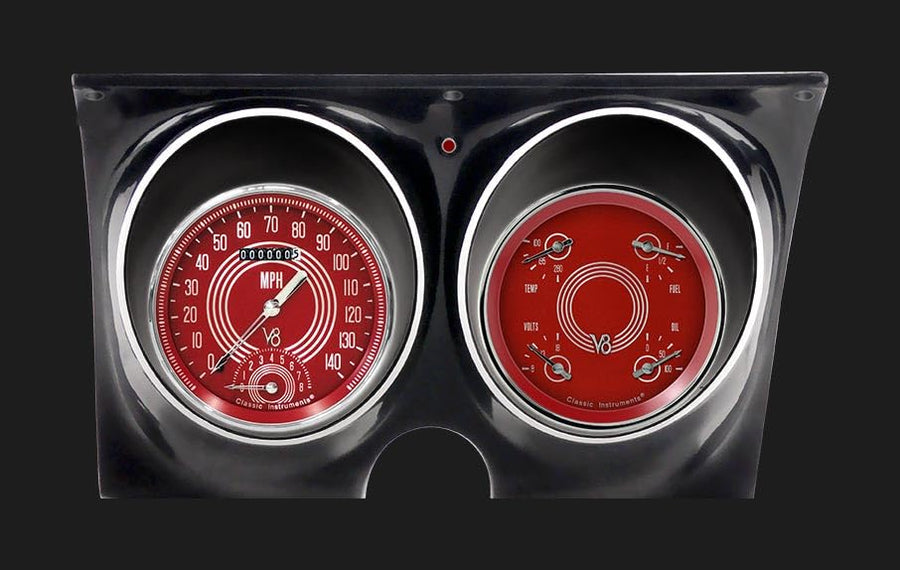 Classic Instruments V8 CAM67V8RS Red Steelie Direct Fit Gauge Set Compatible with 1967 Camaro