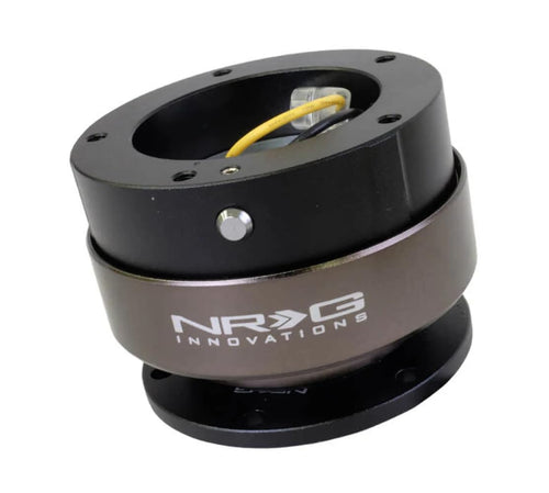 NRG Innovations Racing Style Gen 2.5 Steering Wheel Quick Release Hub, 6-Hole Base 5-Hole Top Style Adapter, 6x70 and 6x74mm Bolt Patterns, Black, NRG-SRK-330BK