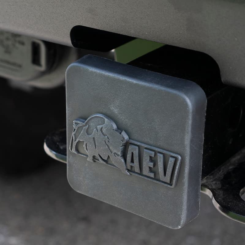 Heavy-Duty Rubber AEV 2″ Receiver Trailer Hitch Cover – Embossed Hitch Plug with Logo, Fits Standard 2-Inch Receivers, Protects from Dirt & Debris