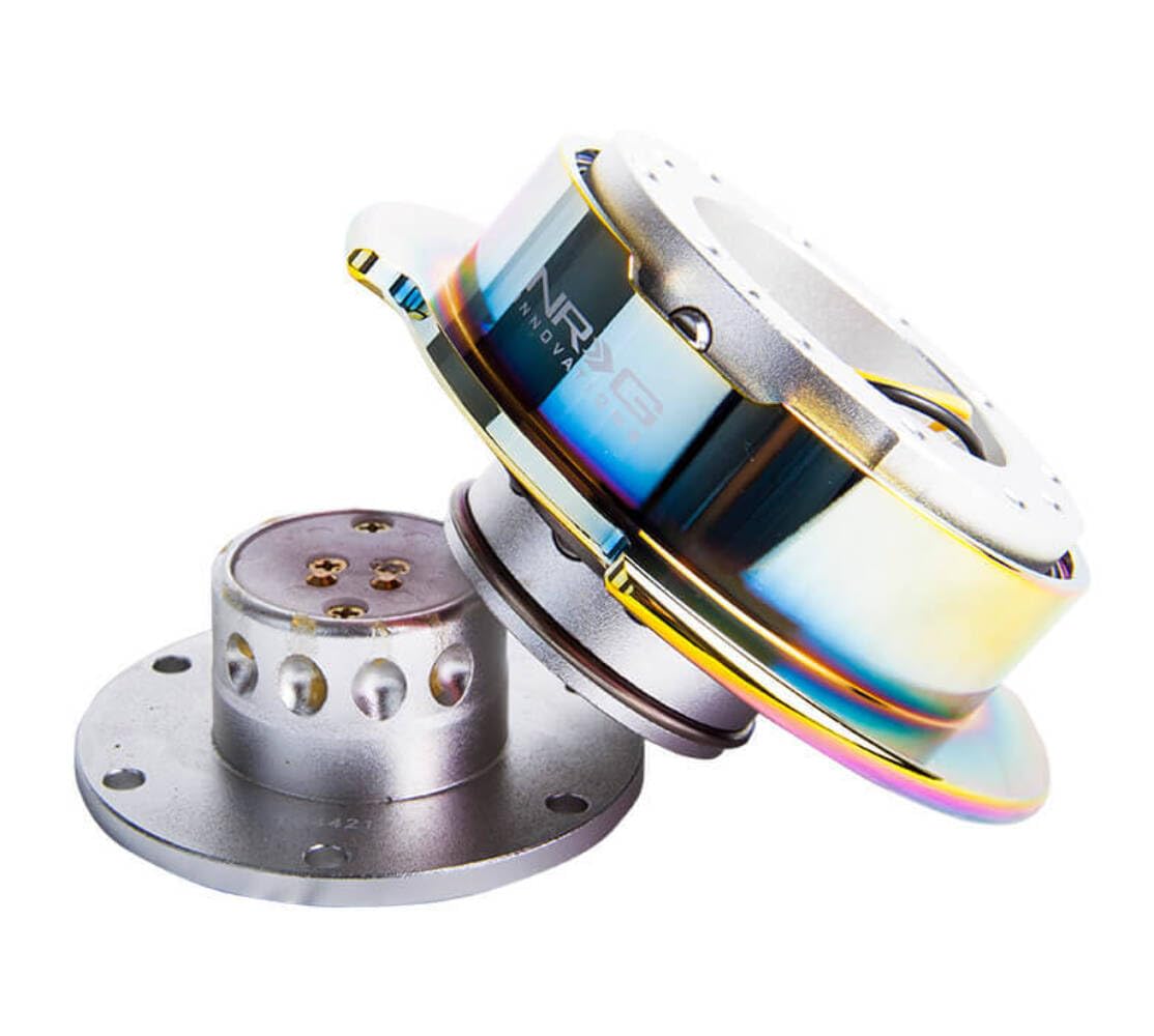 NRG Innovations GEN 2.5 NRG-SRK-250SL-MC Steering Wheel Quick Release Adapter, 6-Hole & 6x70 and 6x74mm Bolt Patterns/Silver Body/NeoChrome Ring