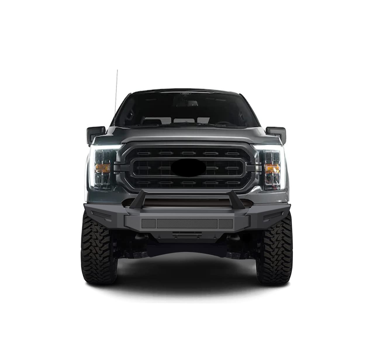 Heavy Duty Black Horse Armour II Modular Front Bumper Matte Black Compatible with 2021-2023 Ford F-150 (Excl. 2022-2023 F150 Lightning EV)-AFB-F121