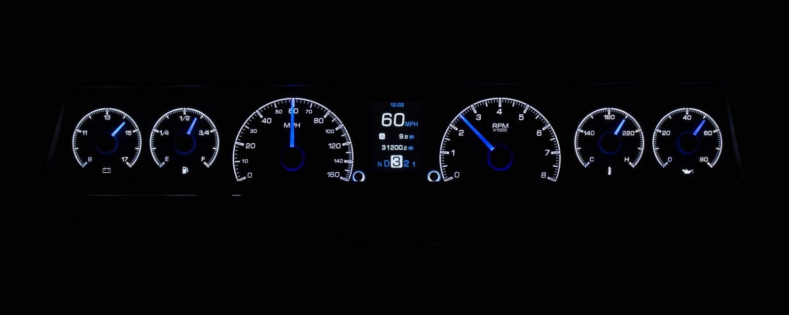 Dakota Digital 66-67 Customizable Gauges Kit Chevy Nova Black HDX-66C-NOV-K