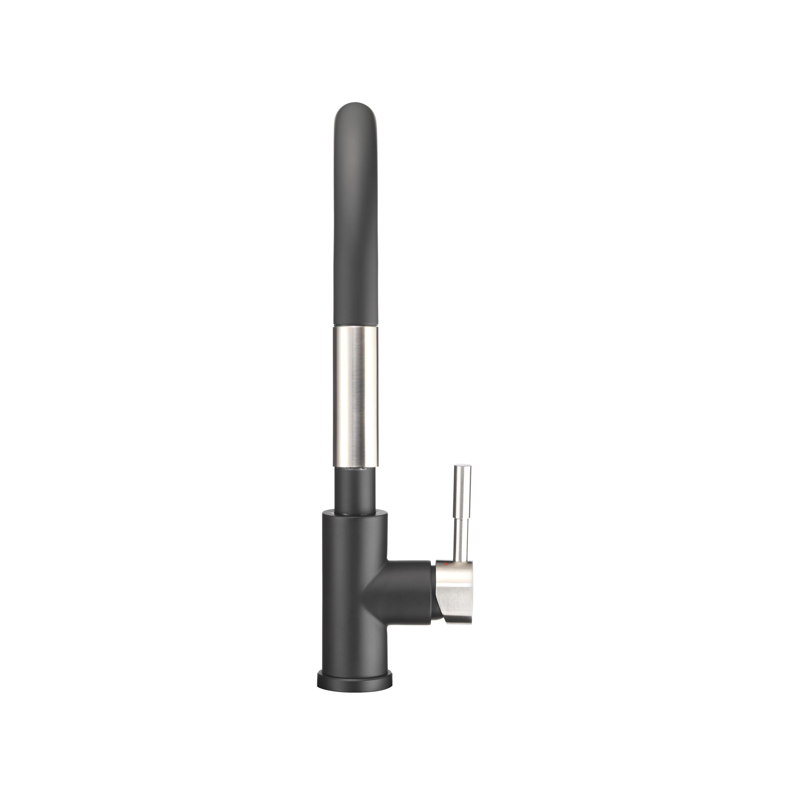 Dura Faucet Streamline RV Single Handle Pull-Down Kitchen Sink Faucet - Optional Deck Plate (Matte Black/Satin Nickel)
