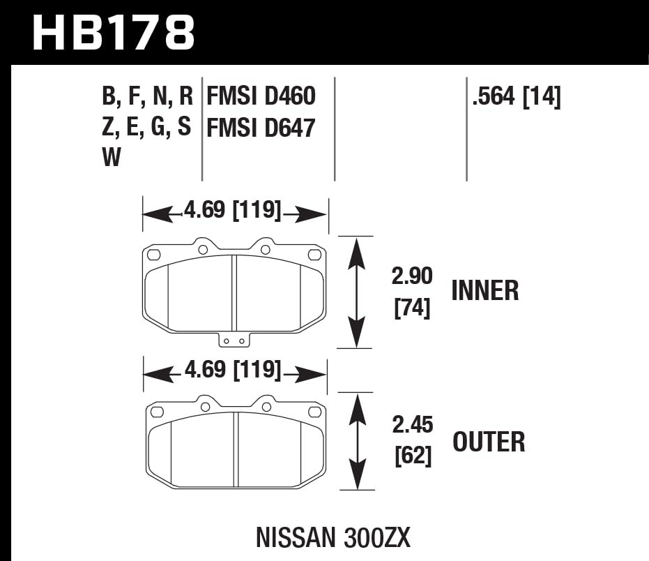 Hawk Performance DTC-30 HB178W.564 Motorsport Brake Pads