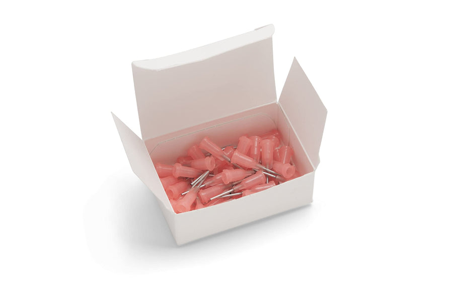 Weller 1/2" Long KDS1812P Stainless Steel 18 Gauge Needle with Pink Luer LockHub, .038" I.D. and .050" O.D (50 Pack)
