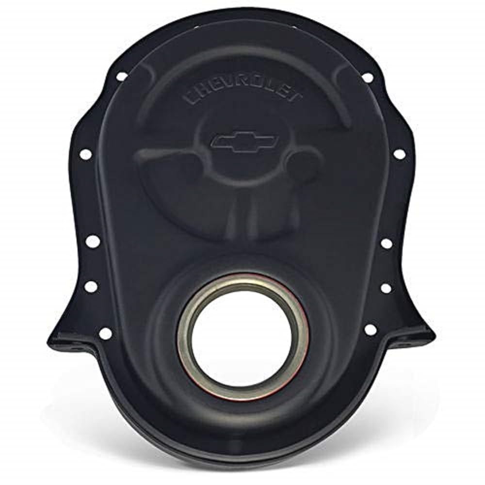 ProForm Timing Cover, Chevrolet/Bowtie Logo, 1 Piece, Oil Seal Included, Steel, Black Crinkle Paint, Big Block Chevy, Each
