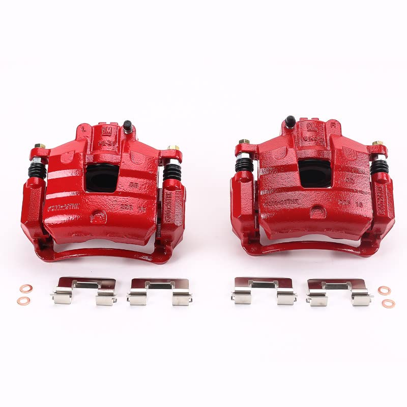 Power Stop S5546 Front Pair of High-Temp Red Powder Coated Calipers For Buick LaCrosse, Buick Regal Sportback, Buick Regal TourX, Chevy Equinox, Chevy Malibu, Chevy Trax, GMC Terrain [Model Specific]
