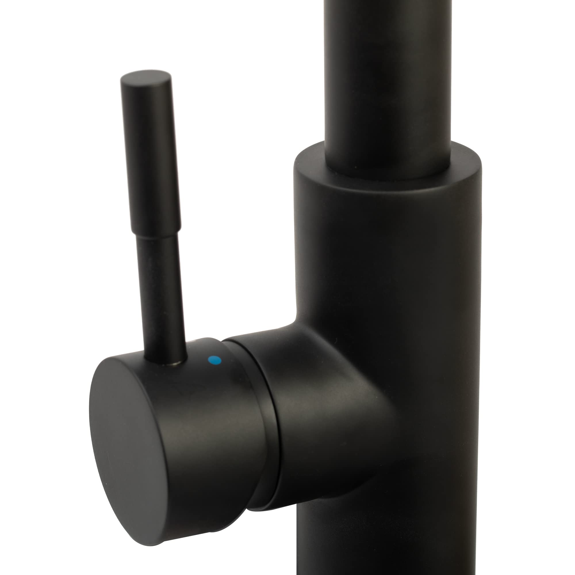Dura Faucet RV Swivel High-Arc DF-MK504SLK-MB Kitchen Sink Faucet - Single Handle - Kitchen Faucet with Pull-Down Sprayer - Optional Deck Plate (Matte Black)