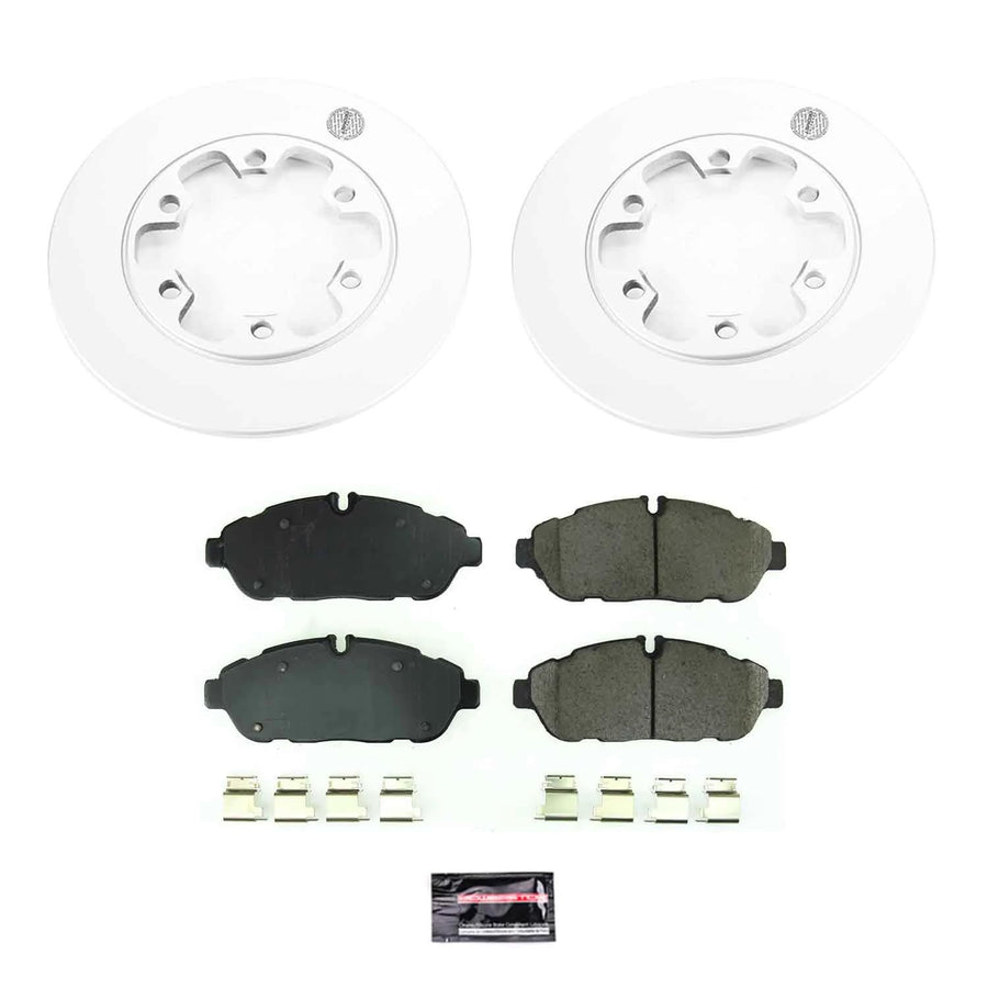 Power Stop Z17 CRK8539 Rear Coated Rotor Kit-Coated Brake Rotors, Ceramic Brake Pads For Ford Transit-350 HD 2020-2023 [Model Specific]
