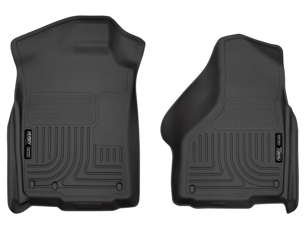 Husky Liners Floor Mats Weatherbeater | Fits 2002-2024 Dodge Ram 1500 (19-24 Classic Body Only) See Description for Details | Front Row, 2-pc Black - 18031