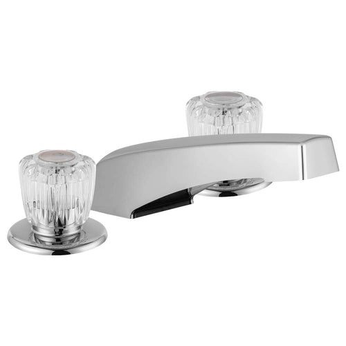 Dura Faucet Widespread Economical Garden Tub or Filler Faucet - Crystal Acrylic Knob Handles (Chrome Polished)