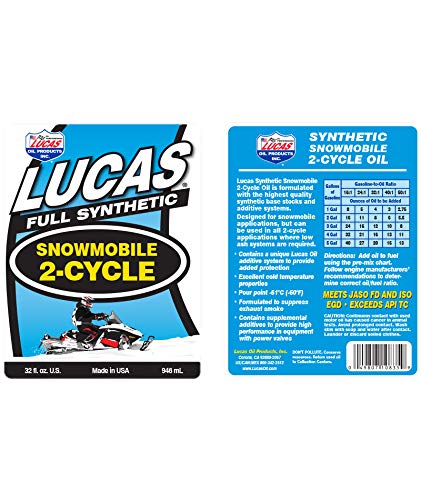 Synthetic Lucas Oil 10835 2-Cycle Snowmobile Oil - 1 Quart