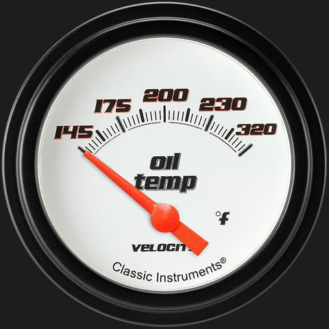 Velocity White Classic Instruments 2 5/8" Oil Temperature Gauge VS228WBLF