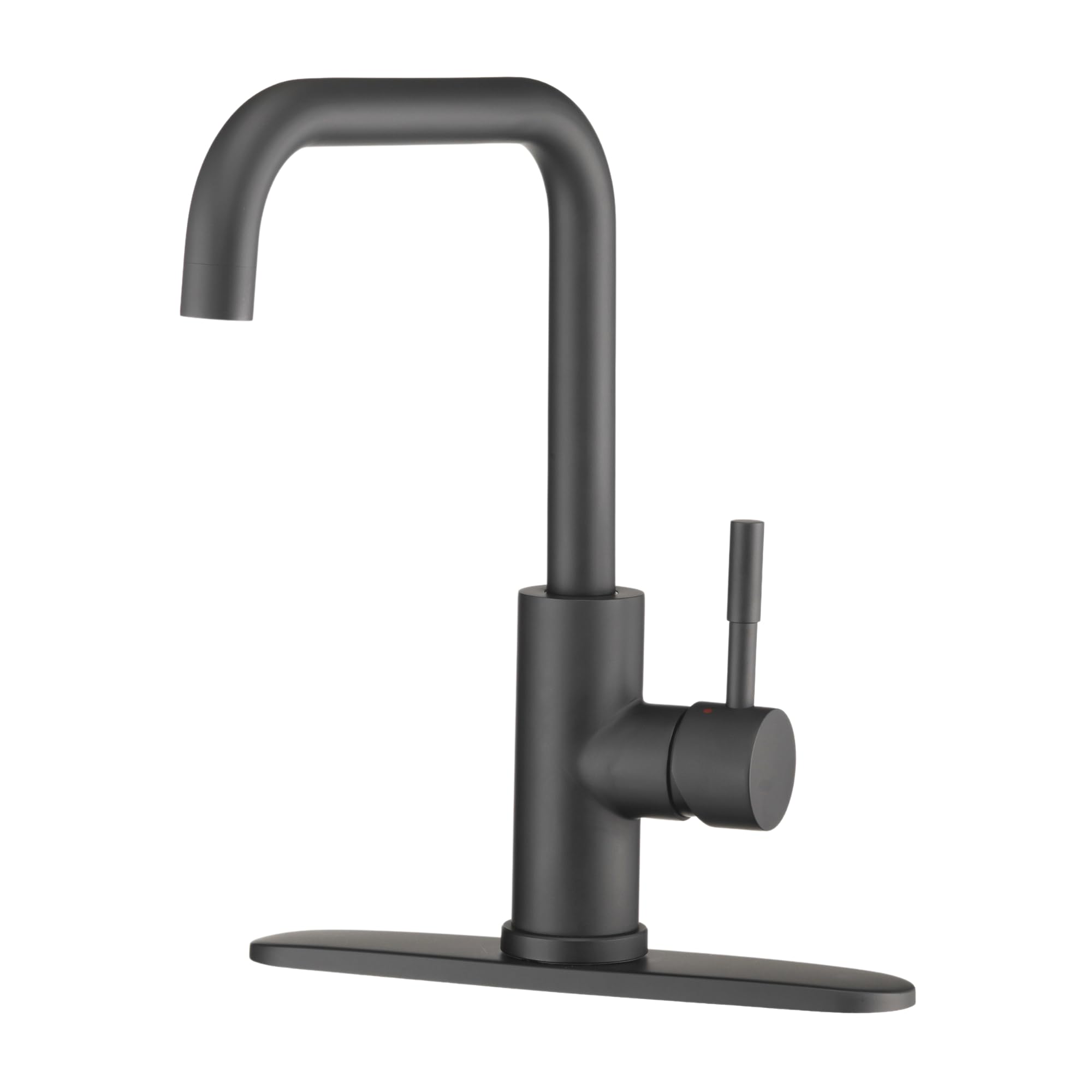Dura Faucet Streamline RV Squared-Arc Single Handle Kitchen Sink Faucet - Optional Deck Plate (Matte Black)
