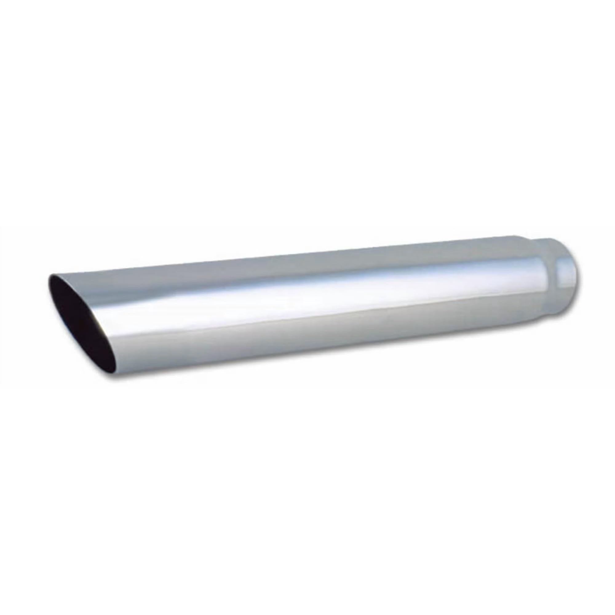 1555 Vibrant 4" Round Stainless Steel Tip (Single Wall, Angle Cut) - 2.5" inlet, 20