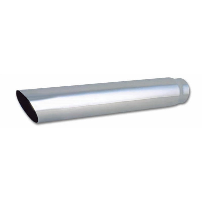 1555 Vibrant 4" Round Stainless Steel Tip (Single Wall, Angle Cut) - 2.5" inlet, 20
