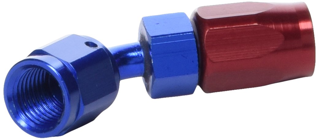 Russell/Edelbrock 610080 Red/Blue Anodized Aluminum -4AN 45-Degree Hose End