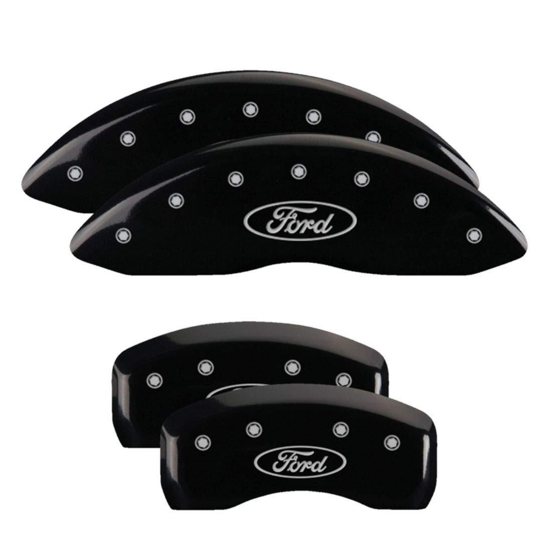 Black MGP Caliper Covers 10165SFRDBK Engraved with Silver Ford Oval (Set of 4)
