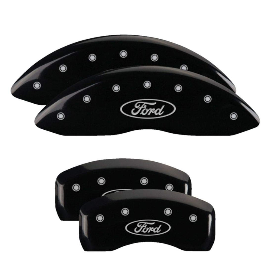 Black MGP Caliper Covers 10165SFRDBK Engraved with Silver Ford Oval (Set of 4)