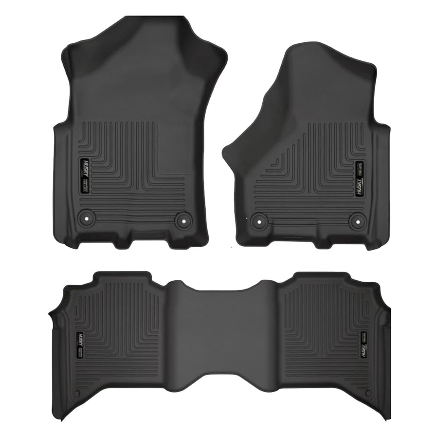 Weatherbeater Husky Liners Floor Mats | Fits 2019-2024 Ram 2500/3500 Crew CAB ONLY | Front & 2nd Row, 3-pc Black - 94111