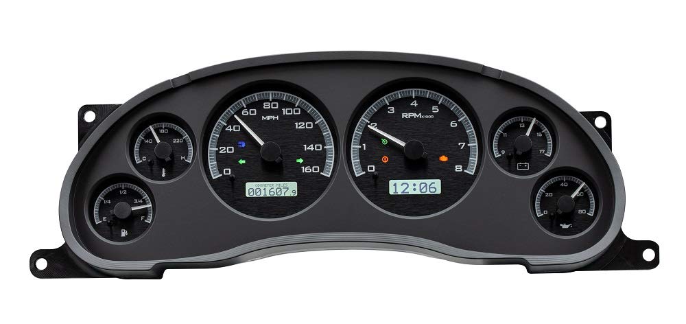 Dakota Digital VHX-94F-MUS-K-W Analog Dash Gauge System Compatible with 1994-2004 Ford Mustang Black Alloy Style White Backlighting