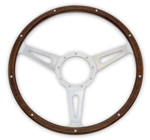 Corso Feroce Scott Drake GT350 Style 9 Hole Genuine Wood & Aluminum 15" Steering Wheel, Compatible with 1965-1973 Ford Mustang, Model S1MS-3600-WG