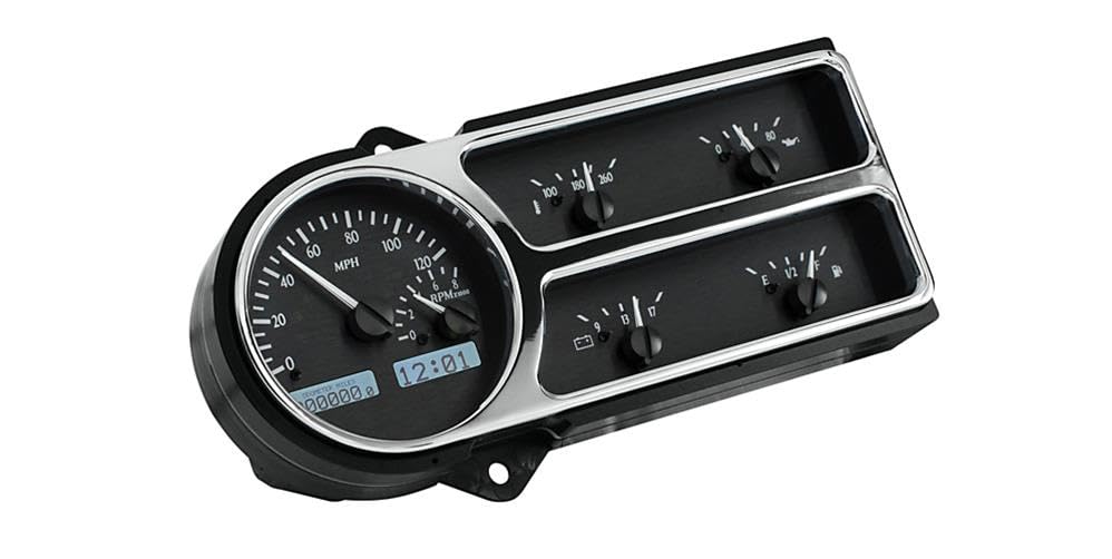 Dakota Digital VHX-48F-PU-K-W Gauge System Compatible with 1948-50 Ford Pickup Truck Black Alloy White Backlighting