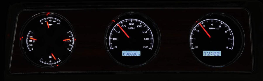 Dakota Digital VHX Analog Dash System 70 71 72 Oldsmobile Cutlass Black Alloy White VHX-70O-CUT-K-W