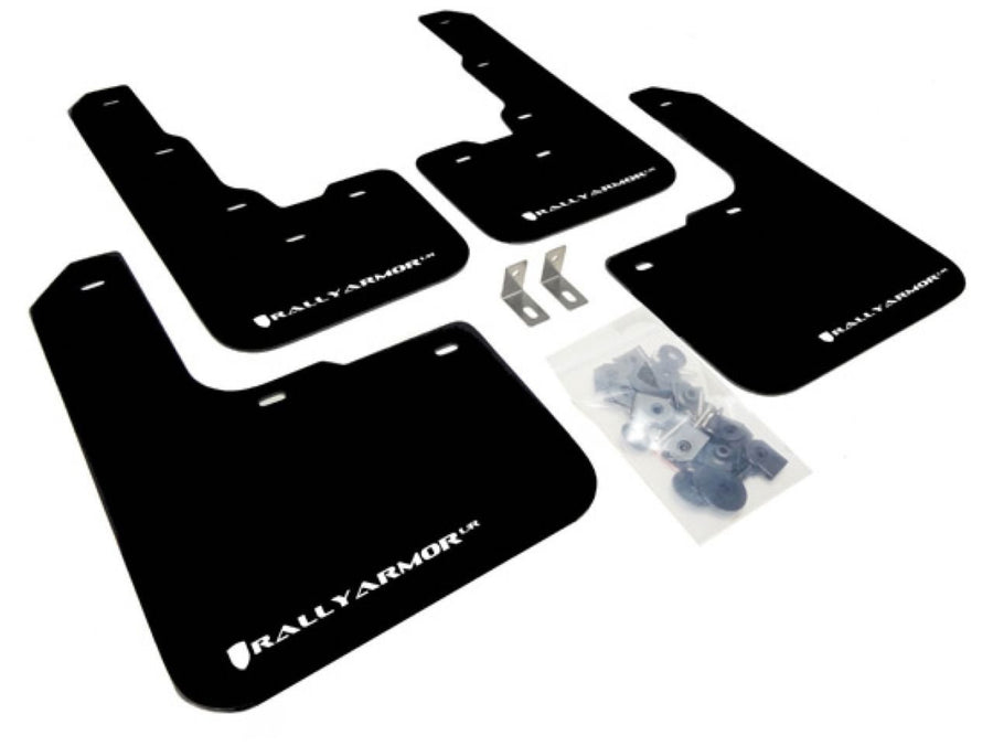 Rally Armor Black, White MF39-UR-BLK/WH Mud Flap with Logo (2013-2016 Dodge Dart UR), 1 Pack