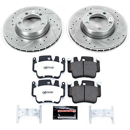 Power Stop K1697-26 Z26 Carbon Fiber Brake Pads with Drilled & Slotted Brake Rotors Kit Front