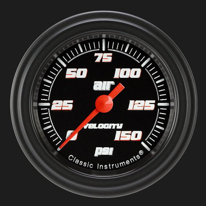 Velocity Classic Instruments Black VS118BBLF 2-1/8" Air Pressure Gauge 150 PSI Electric