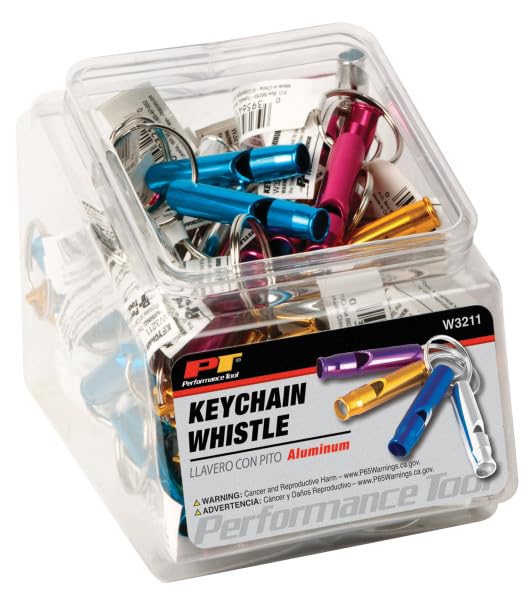 Anodized Aluminum Whistle Performance Tool W3211 with Key Ring - Small Fishbowl Packaging, US Patents D673370 and D685580
