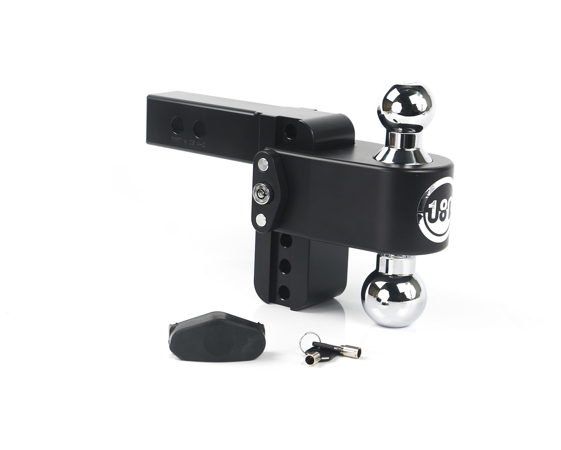 Weigh Safe 4" Drop CTB42CERBLA, 180 Hitch w/ 2" Shank/Shaft, Adjustable Aluminum Trailer Hitch & Ball Mount, Chrome Plated Combo Ball (2" & 2-5/16") & a Double-pin Key Lock CERAKOTE Black