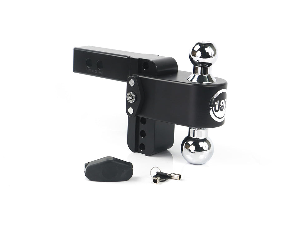 Weigh Safe 4" Drop CTB42CERBLA, 180 Hitch w/ 2" Shank/Shaft, Adjustable Aluminum Trailer Hitch & Ball Mount, Chrome Plated Combo Ball (2" & 2-5/16") & a Double-pin Key Lock CERAKOTE Black