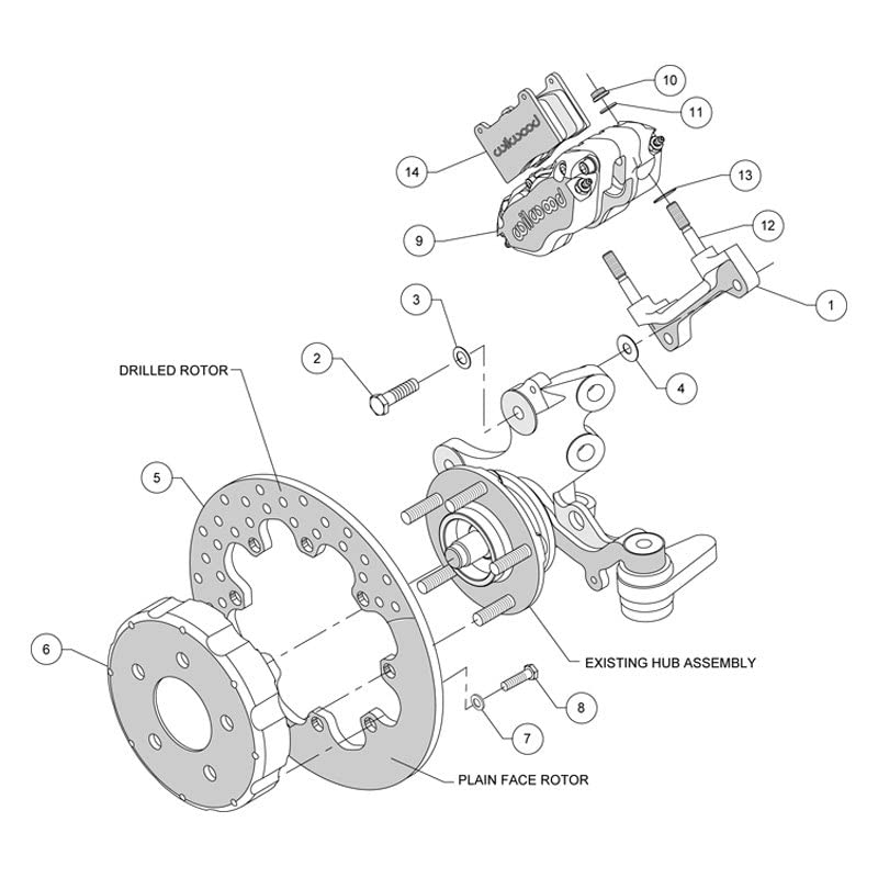 Drag Wilwood Front Brake Kit Mustang 94-04 Ano Calipr