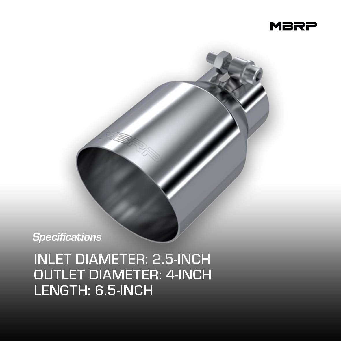 MBRP T304 Universal SS Tip 4in OD/2.5in Inlet/6.5in L