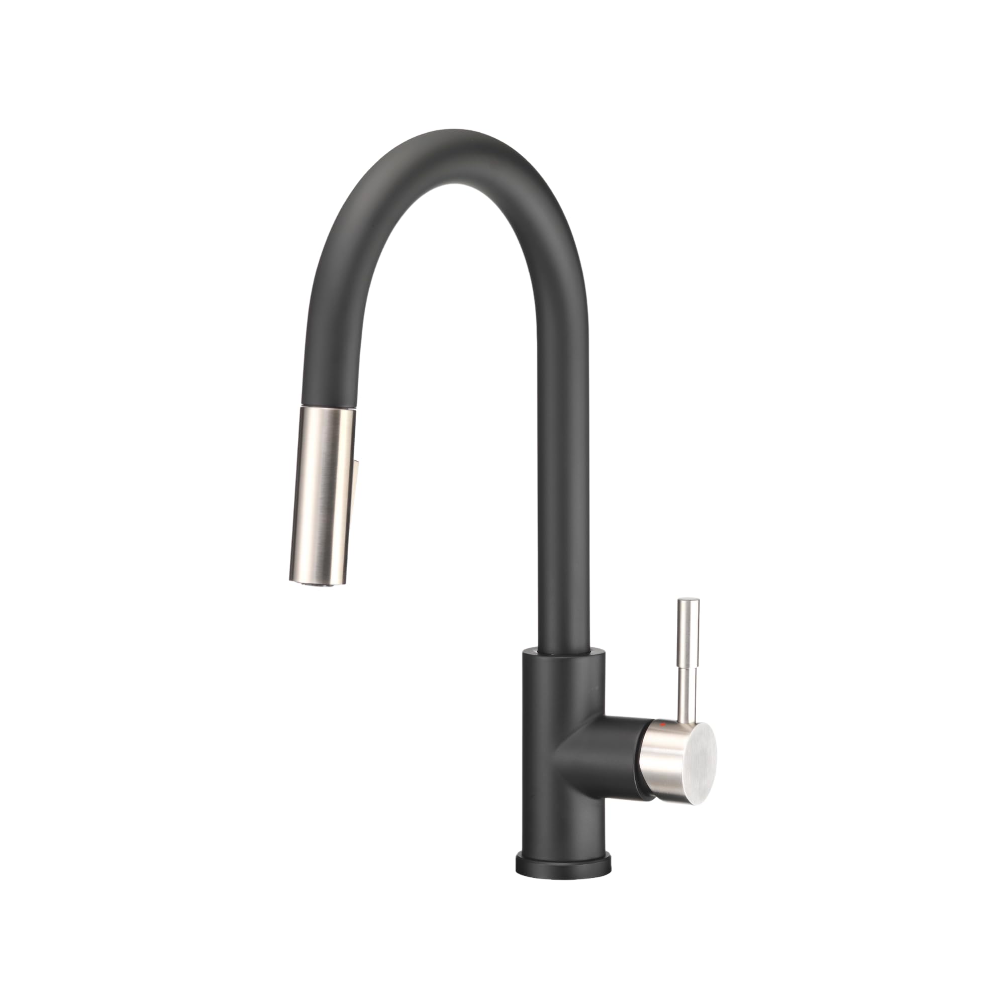 Dura Faucet Streamline RV Single Handle Pull-Down Kitchen Sink Faucet - Optional Deck Plate (Matte Black/Satin Nickel)