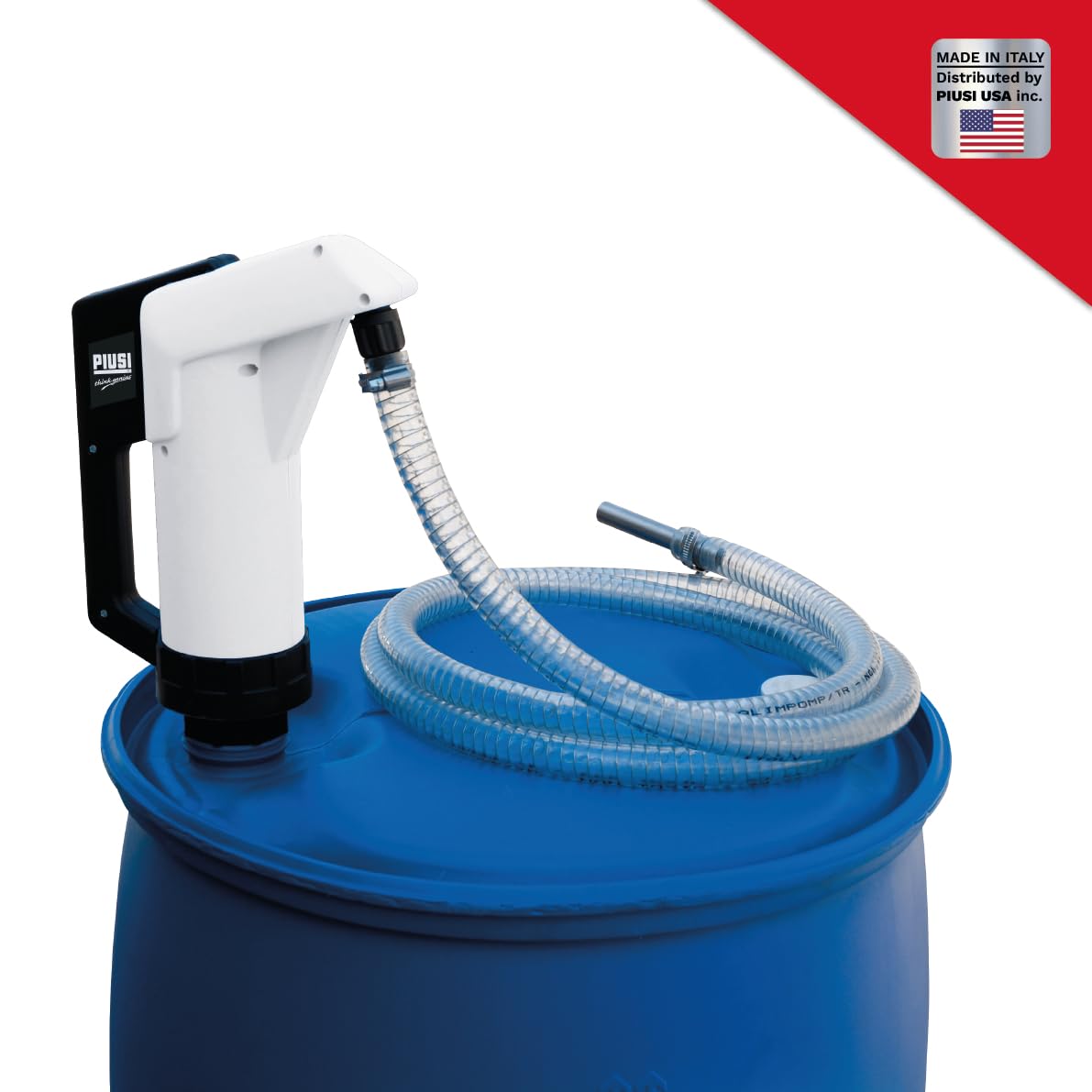 Piusi DEF Piston Hand Pump Suzzarablue Drum Dispensing Pump with Suction Adapter Technopolymer Construction ISO 22241 Compliant for Diesel Exhaust Fluid