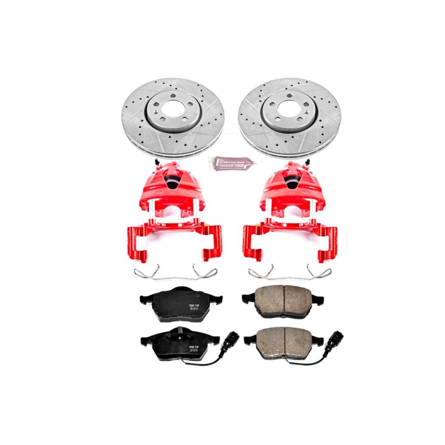 Power Stop 1-Click Performance Brake Kit with Caliper For Volkswagen Beetle 1999-2010, Volkswagen Golf 1999-2006, Volkswagen Jetta 1999-2005 [Model Specific]