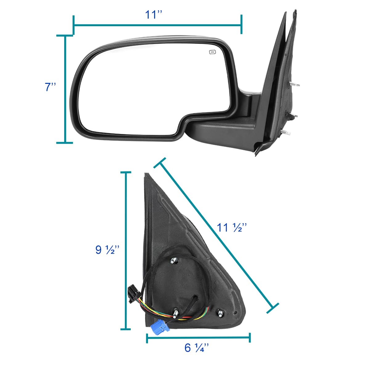 Power Heated Side Mirrors Spec-D Tuning Compatible with 2003-2006 Chevy Silverado, Left+Right Pair