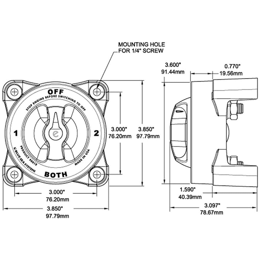 3000 HD-Series Blue Sea Systems Heavy Duty On-Off Battery Switch Grey