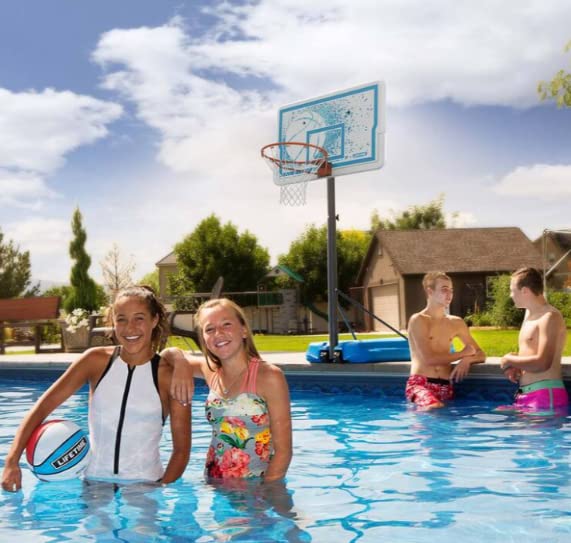 1301 Lifetime Pool Side Basketball System, 44 Inch Backboard, White/Blue