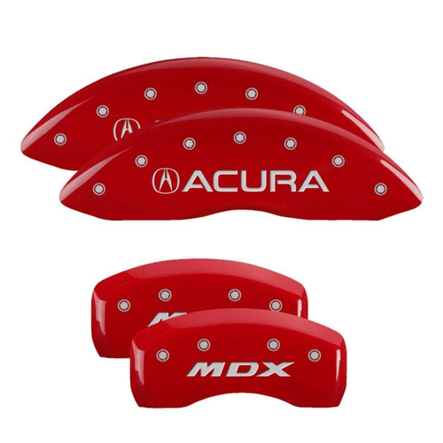 MGP Caliper Covers Red Powder Coat Finish 39011SMDXRD Engraved Caliper Cover with Silver Characters, Set of 4 "Acura/MDX"