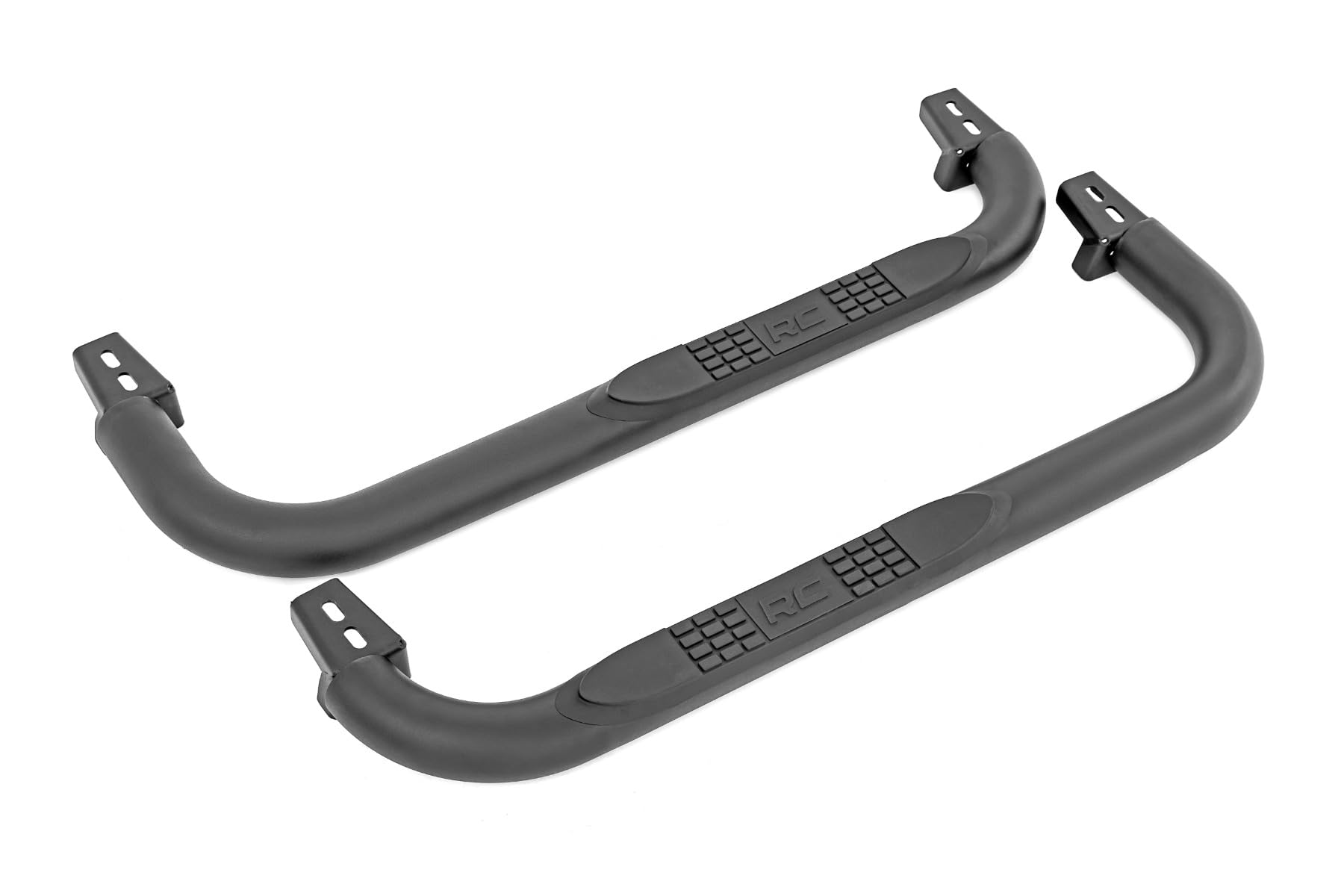 3-Inch Rough Country Tube Nerf Bars for Jeep Wrangler TJ (1997-2006) & Wrangler YJ (1987-1995) 2-Door - Rugged Nerf Bars with Side Steps, Bolt-On Install