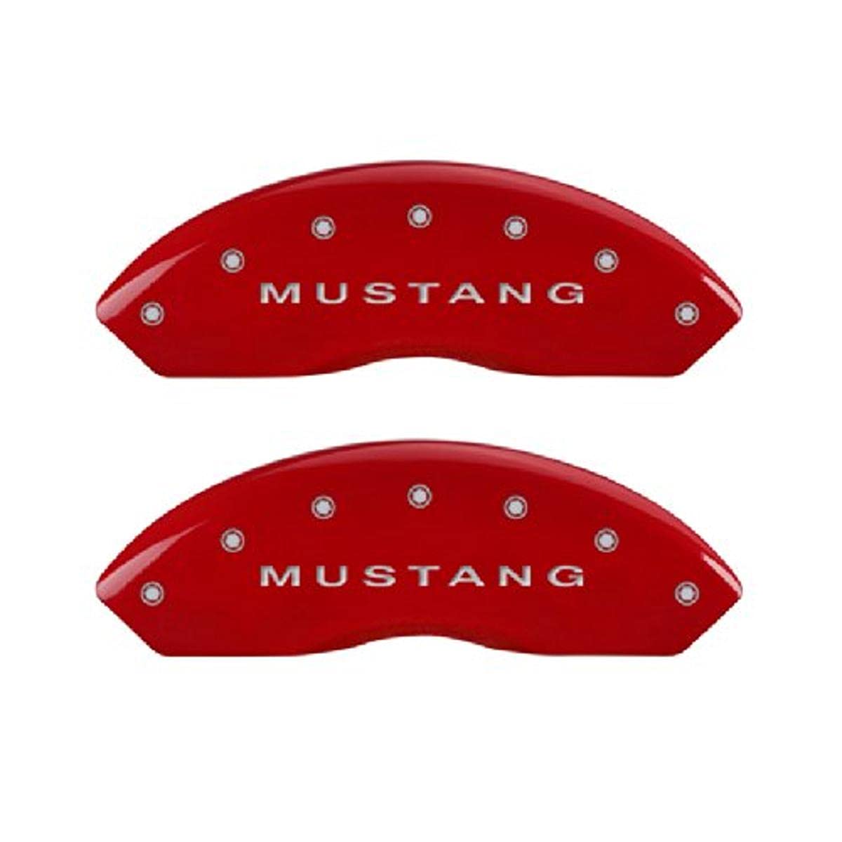 Brake Caliper Covers MGP - 2010-2014 Ford Mustang (10198s) Front and Rear Set - Mustang / Bar & Pony Logo - Red