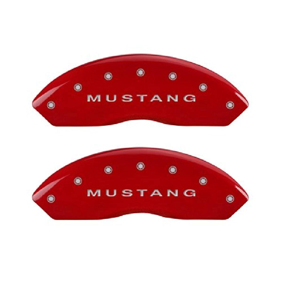 Brake Caliper Covers MGP - 2010-2014 Ford Mustang (10198s) Front and Rear Set - Mustang / Bar & Pony Logo - Red