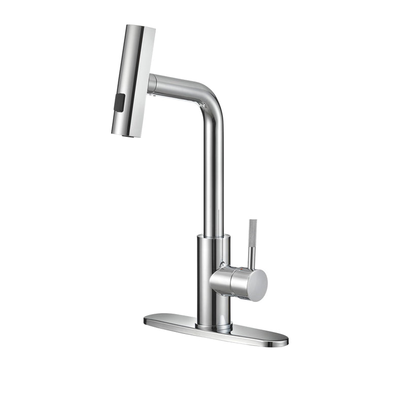 Dura Faucet Rainfall (DF-MK511X-CP) RV Kitchen Faucet – Chrome, Dual-Mode Rotating Spray Head (Wide Waterfall & Stream), Single Lever Handle, Lead-Free, Easy Install Compact Sink Faucet