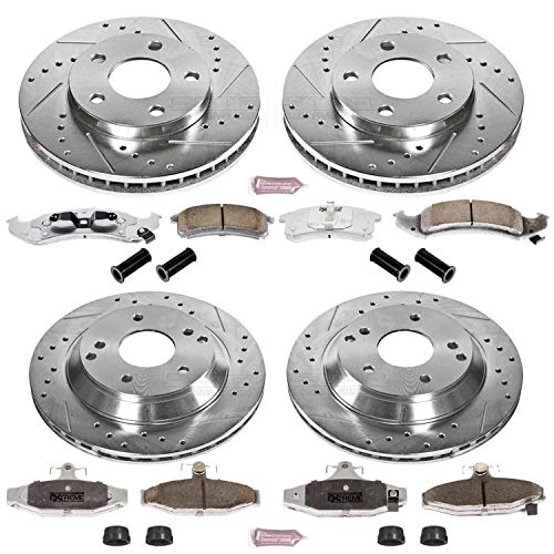 Power Stop K1535-26 Z26 Carbon Fiber Brake Pads Front and Rear with Drilled & Slotted Brake Rotors Kit For Chevrolet Camaro 1994-1997, Pontiac Firebird 1994-1997 [Model Specific]
